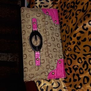 Guess hot pink alligator skin like wallet